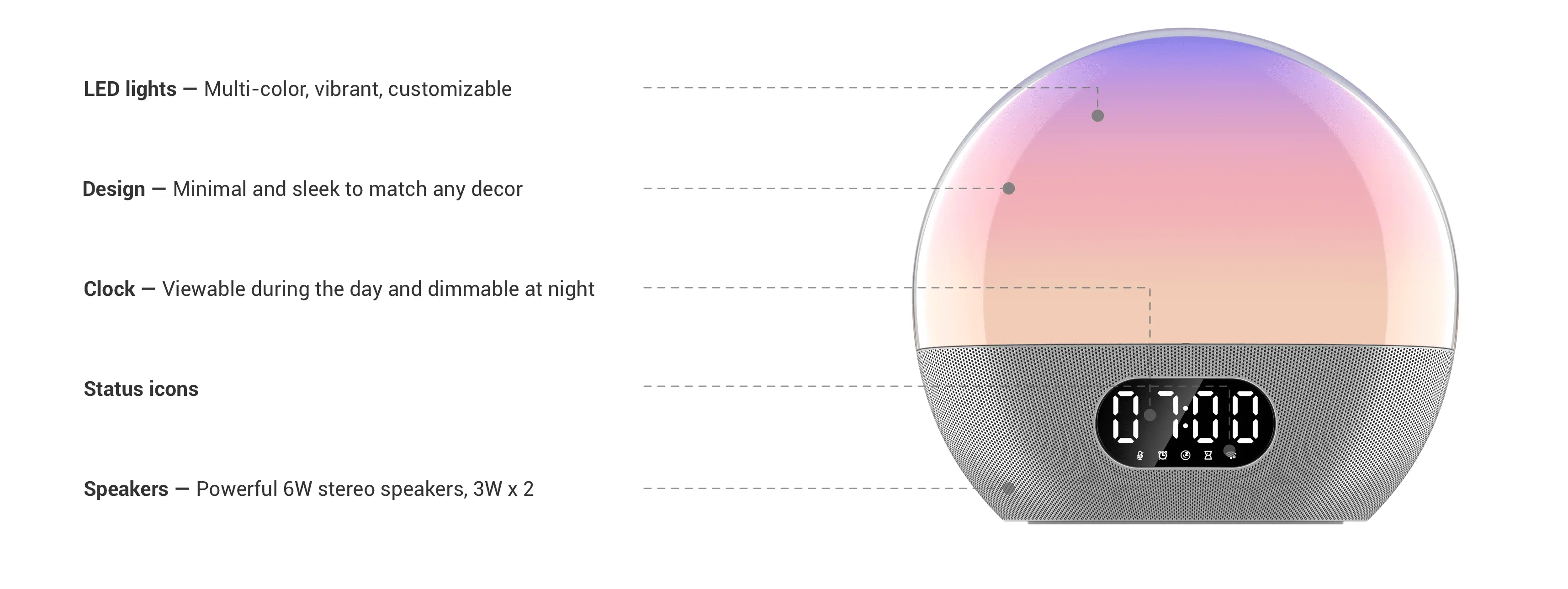 The Front of the WiiM Wake-up Light